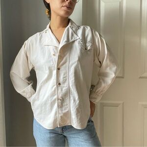 Vintage Eddie Bauer Cream Cotton Flannel Button Down